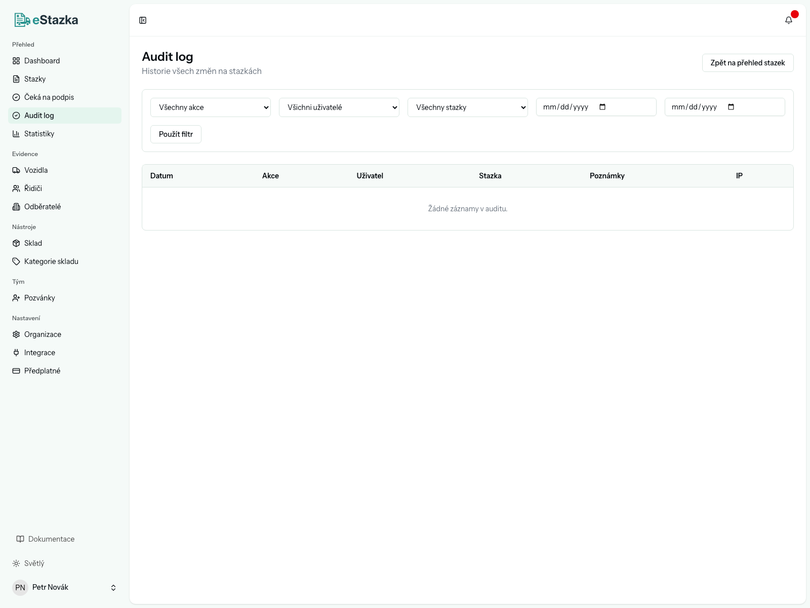 Audit log stazek - 1